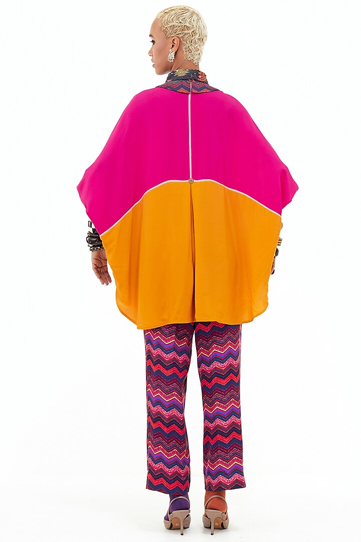 Pink Italian Crepe & Slub Satin Color Blocked Co-Ord Set by ASEEM KAPOOR at Pernia's Pop Up Shop