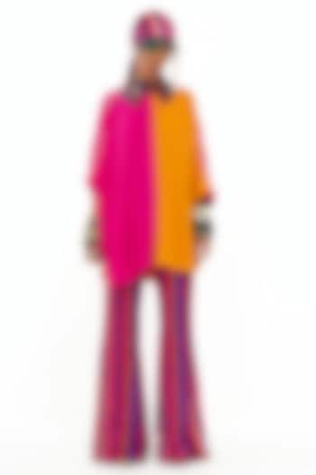 Pink Italian Crepe & Slub Satin Color Blocked Co-Ord Set by ASEEM KAPOOR at Pernia's Pop Up Shop