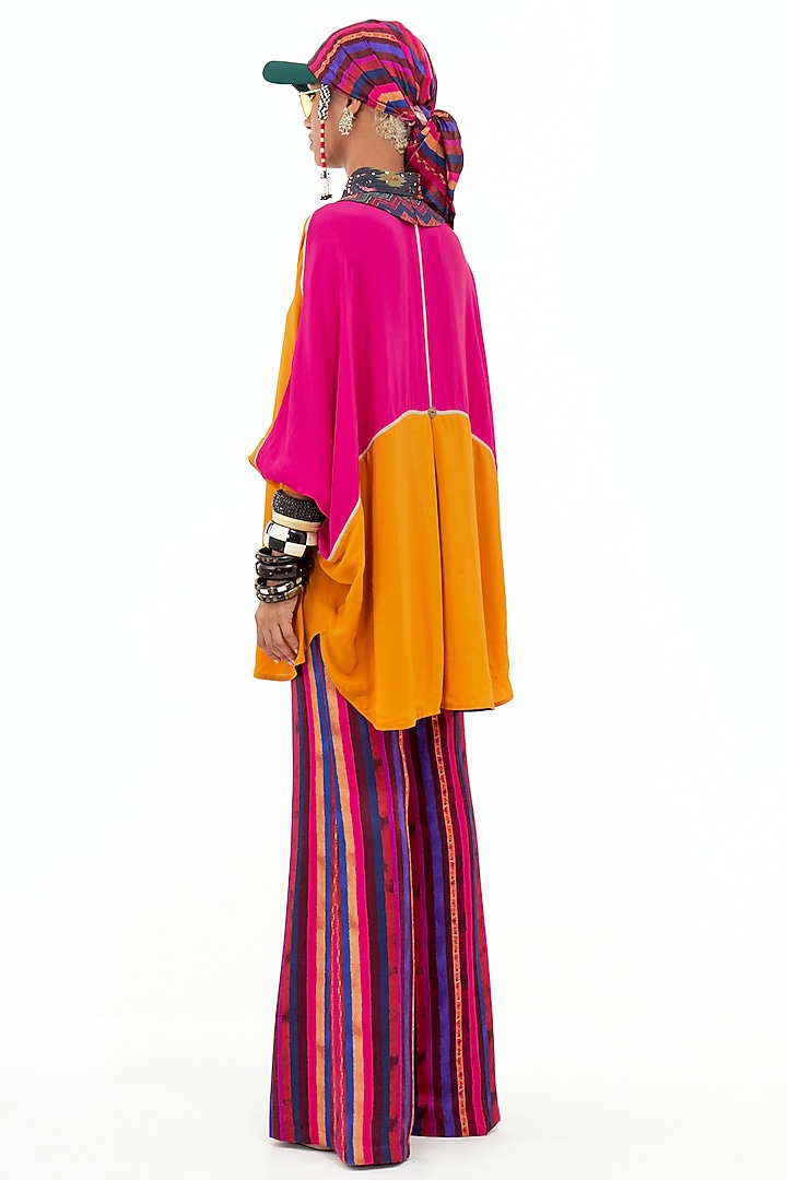 Pink Italian Crepe & Slub Satin Color Blocked Co-Ord Set by ASEEM KAPOOR at Pernia's Pop Up Shop