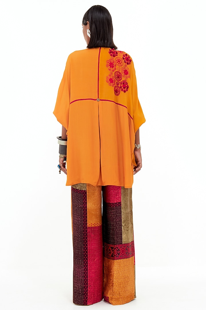 Yellow Italian Crepe & Slub Satin Embroidered Co-Ord Set by ASEEM KAPOOR at Pernia's Pop Up Shop