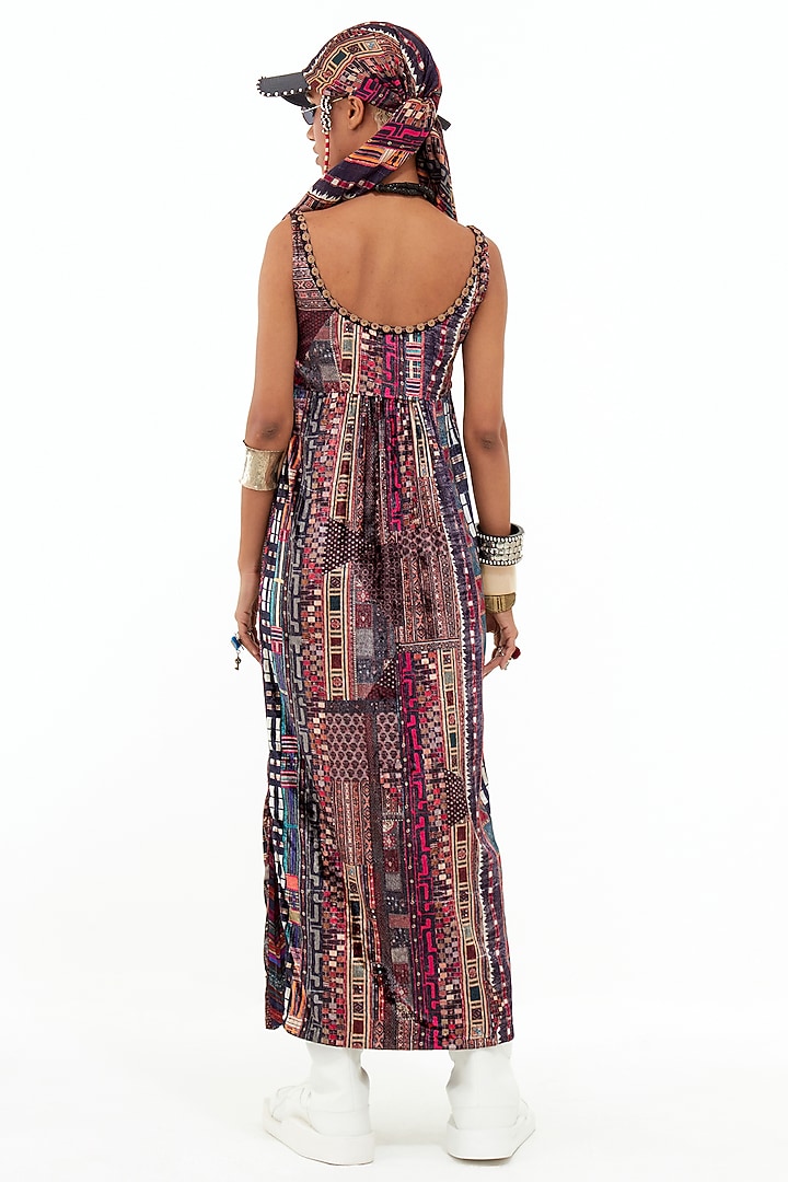 Multi-Colored Velvet Printed Vacation Dress by ASEEM KAPOOR at Pernia's Pop Up Shop
