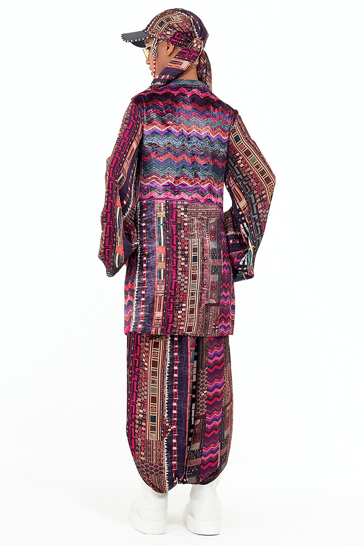 Multi-Colored Velvet & Italian Crepe Embroidered Tunic Set by ASEEM KAPOOR at Pernia's Pop Up Shop