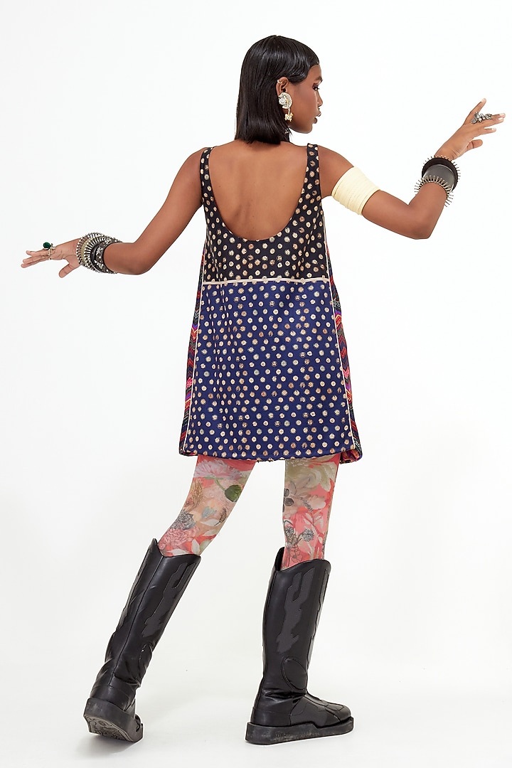 Multi-Colored Mushroom Twill Mirror Embroidered Mini Party Wear Dress by ASEEM KAPOOR at Pernia's Pop Up Shop