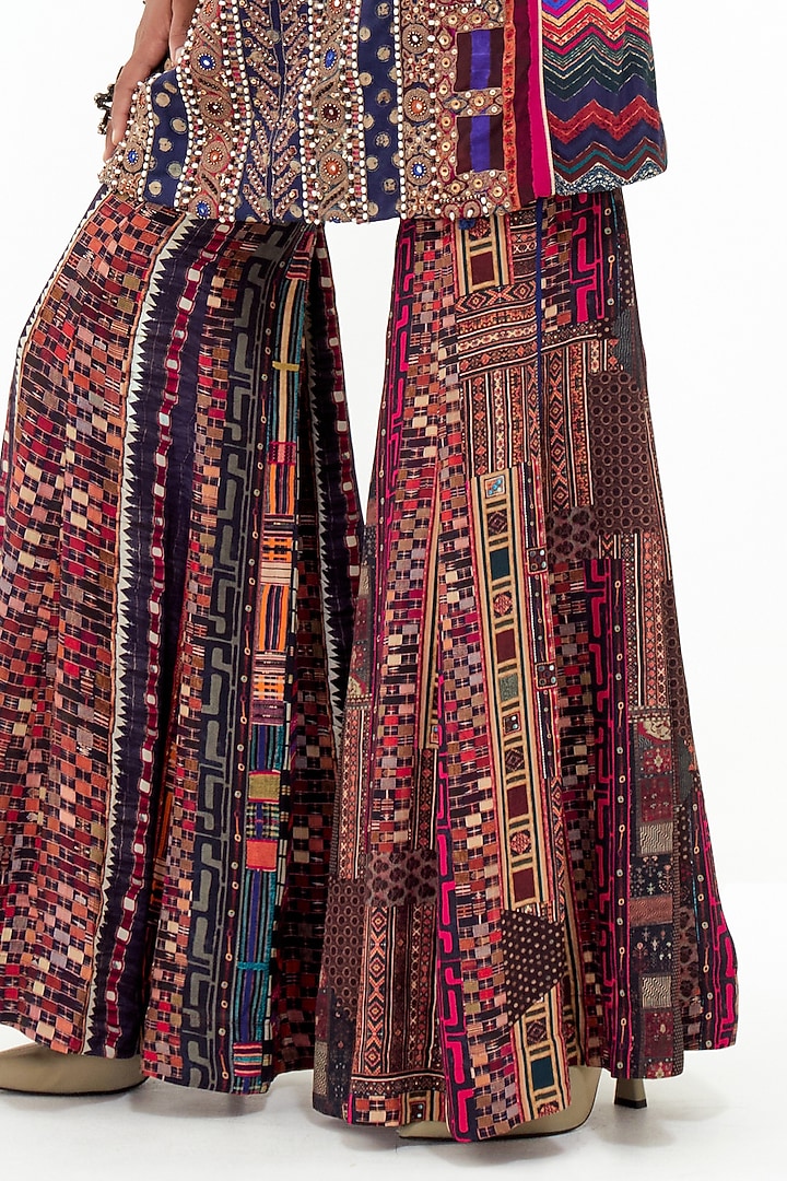 Multi-Colored Mushroom Twill & Italian Crepe Wedding Sharara Set by ASEEM KAPOOR at Pernia's Pop Up Shop