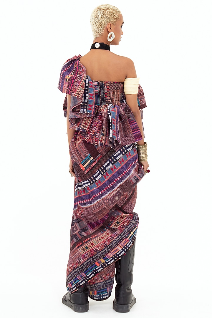 Multi-Colored Crinkle Crepe Printed Cocktail Dress by ASEEM KAPOOR at Pernia's Pop Up Shop
