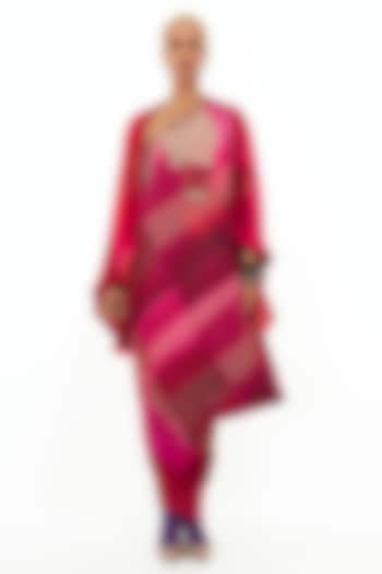 Pink Crinkle Crepe & Sheer Silk Aari Embroidered Jacket Cocktail Dress by ASEEM KAPOOR at Pernia's Pop Up Shop