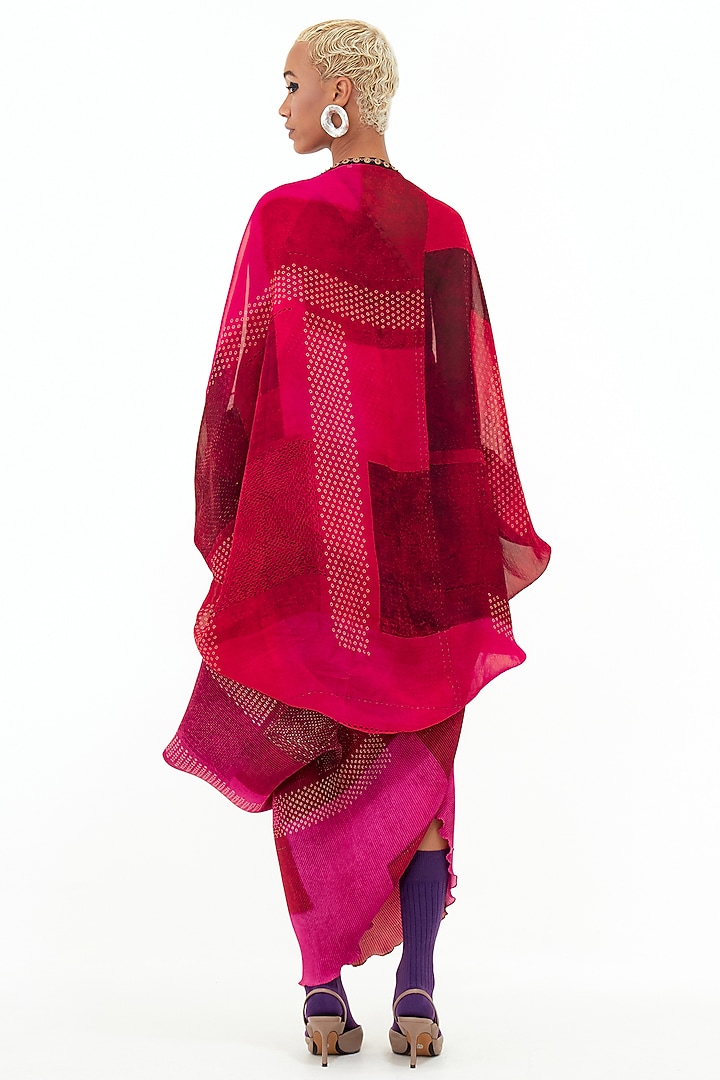 Pink Crinkle Crepe & Sheer Silk Aari Embroidered Jacket Cocktail Dress by ASEEM KAPOOR at Pernia's Pop Up Shop