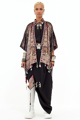Multi-Colored Velvet Embroidered Jacket Set by ASEEM KAPOOR