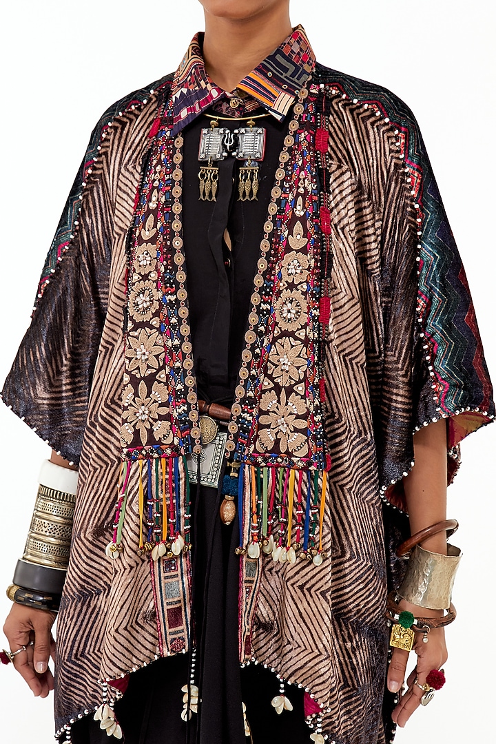 Multi-Colored Velvet Embroidered Jacket Set by ASEEM KAPOOR at Pernia's Pop Up Shop