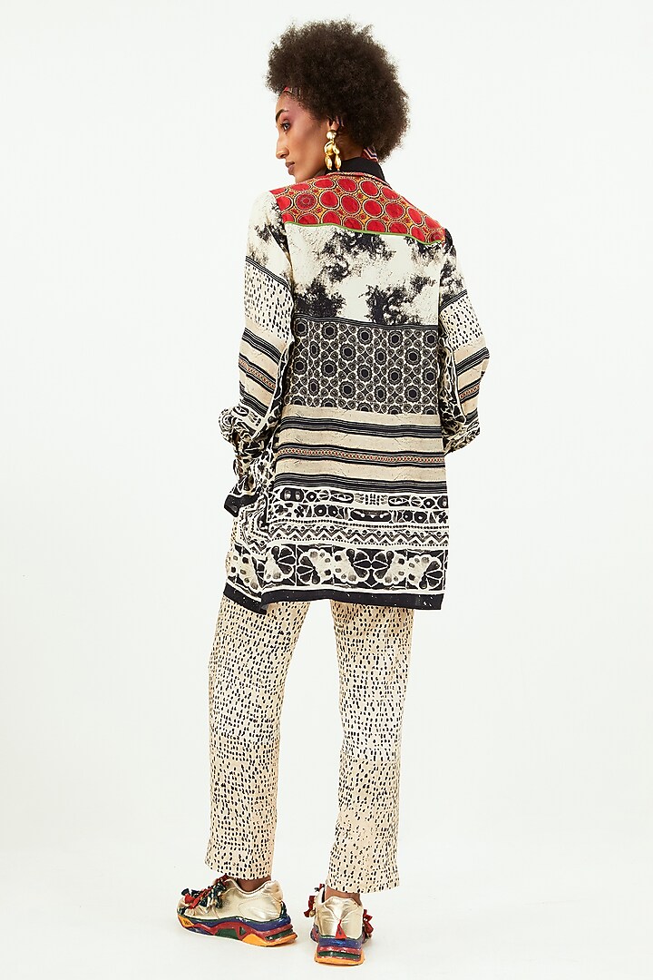 White & Black Natural Crepe Printed Co-Ord Set by ASEEM KAPOOR at Pernia's Pop Up Shop
