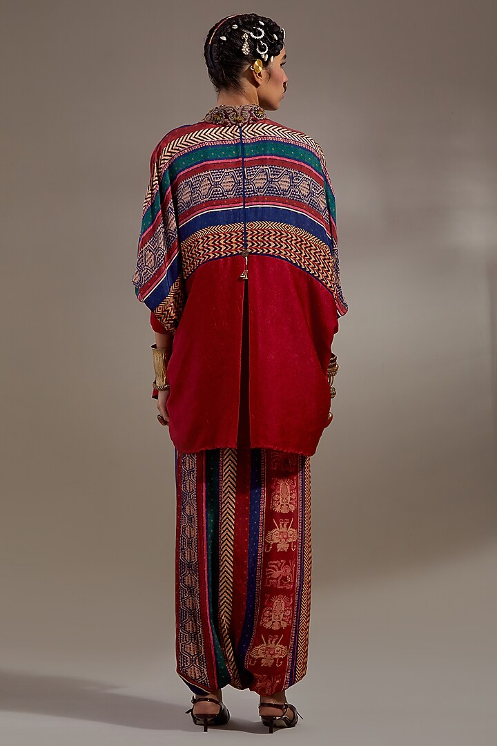Sindoor-Colored Crushed Silk Shirt by ASEEM KAPOOR at Pernia's Pop Up Shop