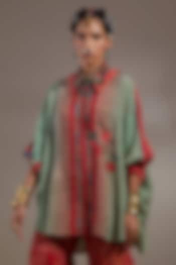 Ash Green Natural Crepe Printed Shirt by ASEEM KAPOOR at Pernia's Pop Up Shop