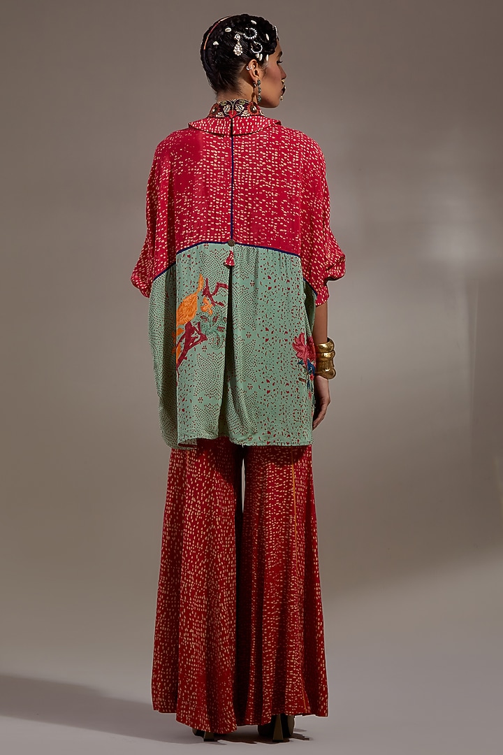Ash Green Natural Crepe Printed Shirt by ASEEM KAPOOR at Pernia's Pop Up Shop