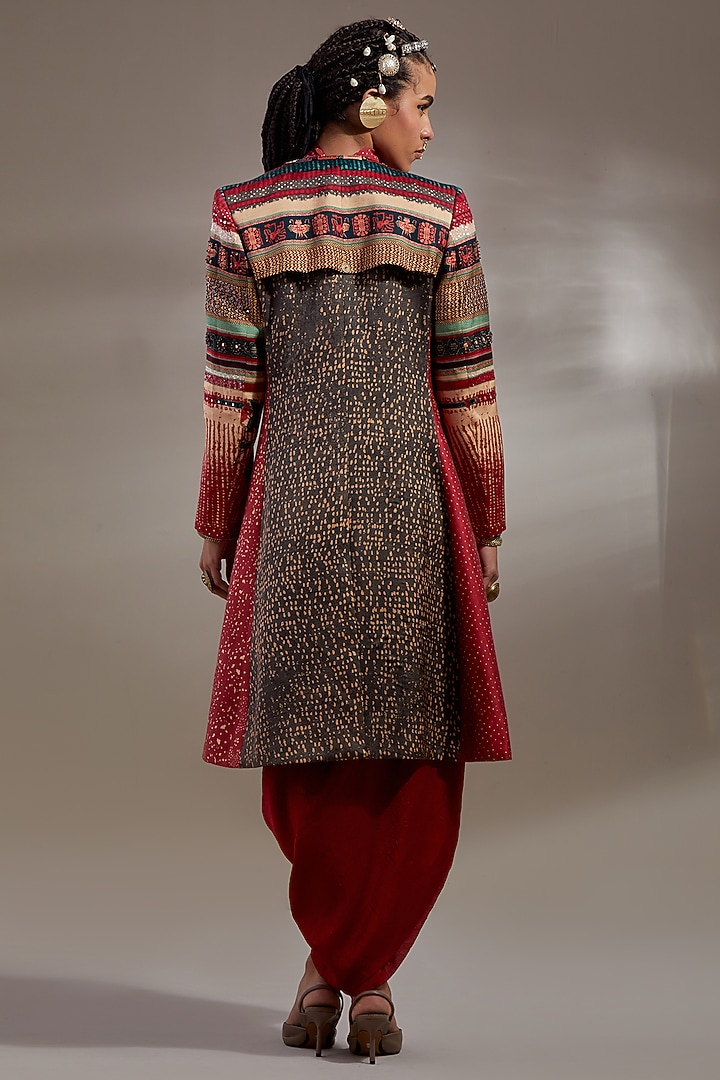 Multi-Colored Mushroom Twill Printed & Embroidered Jacket by ASEEM KAPOOR at Pernia's Pop Up Shop