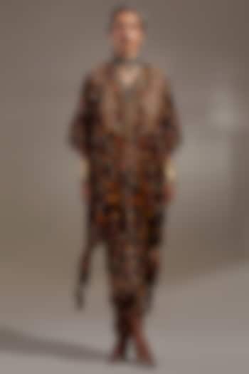 Jamuni Colored Natural Crepe Printed & Embroidered Jacket Party Wear Dress by ASEEM KAPOOR at Pernia's Pop Up Shop