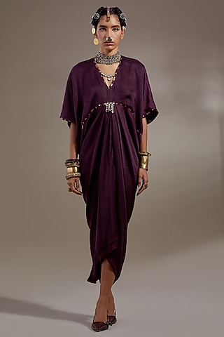 Jamuni Colored Crushed Silk Embroidered Dress by ASEEM KAPOOR