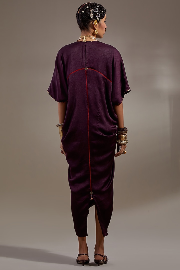 Jamuni Colored Crushed Silk Embroidered Vacation Dress by ASEEM KAPOOR at Pernia's Pop Up Shop