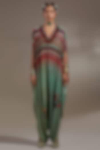 Ash Green Natural Crepe Printed Jumpsuit by ASEEM KAPOOR at Pernia's Pop Up Shop