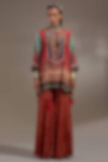 Sindoor Red Natural Crepe Wedding Sharara Set by ASEEM KAPOOR at Pernia's Pop Up Shop