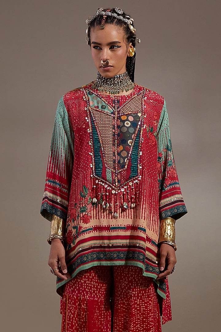 Sindoor Red Natural Crepe Wedding Sharara Set by ASEEM KAPOOR at Pernia's Pop Up Shop