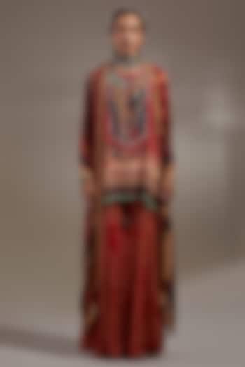 Sindoor Red Natural Crepe Printed Wedding Sharara Set by ASEEM KAPOOR at Pernia's Pop Up Shop