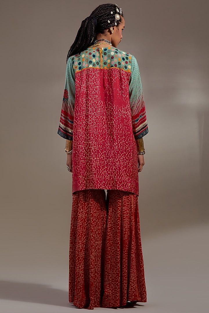 Sindoor Red Natural Crepe Printed Wedding Sharara Set by ASEEM KAPOOR at Pernia's Pop Up Shop
