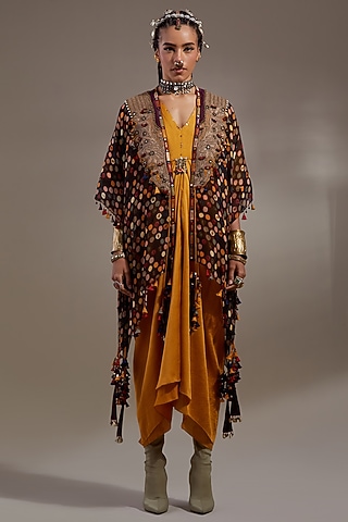 Jamuni Colored Sheer Silk Printed Jacket by ASEEM KAPOOR