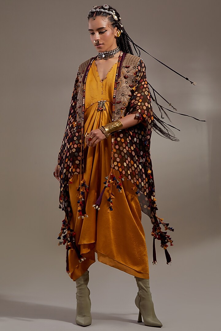 Jamuni Colored Sheer Silk Printed Jacket by ASEEM KAPOOR at Pernia's Pop Up Shop