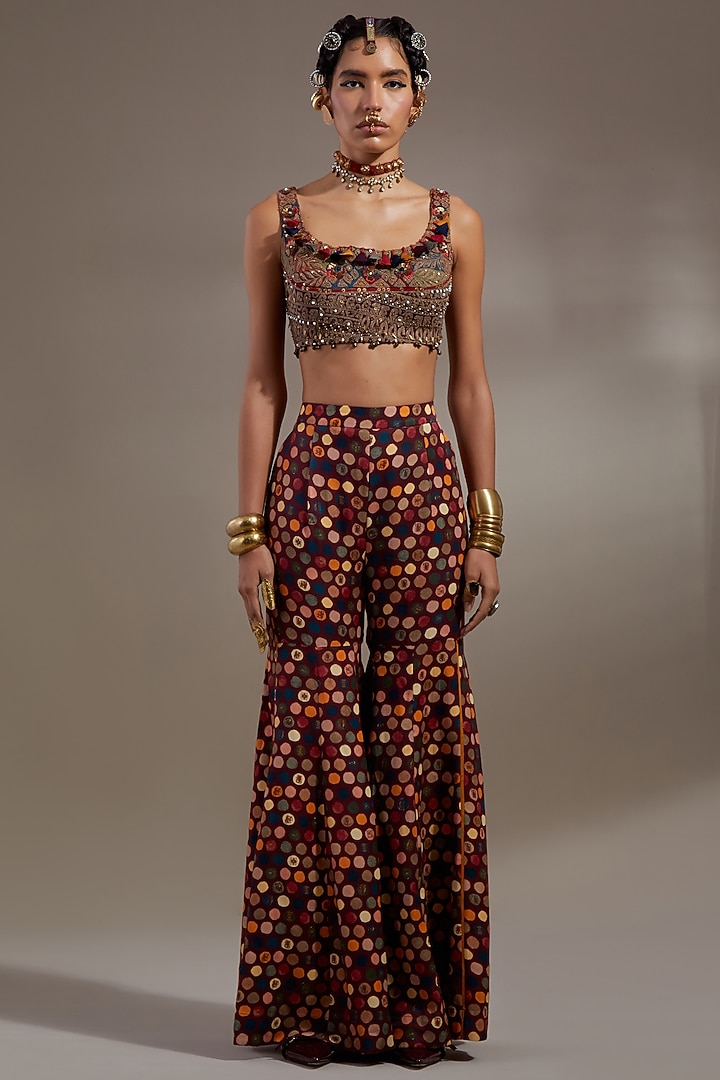 Jamuni Colored Sheer Silk Embroidered Jacket Set by ASEEM KAPOOR at Pernia's Pop Up Shop
