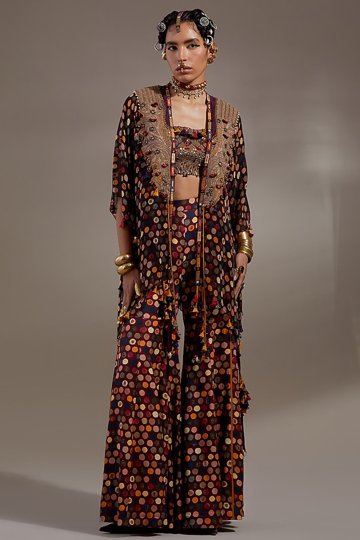 Jamuni Colored Sheer Silk Embroidered Jacket Set by ASEEM KAPOOR at Pernia's Pop Up Shop