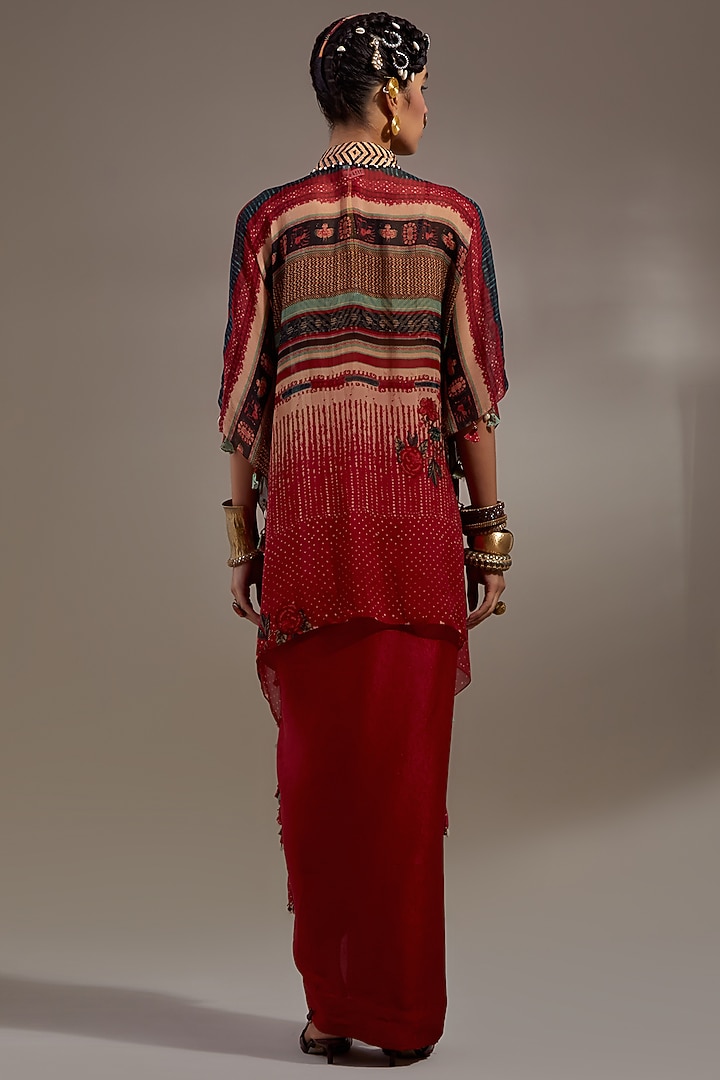 Multi-Colored Sheer Silk Printed Jacket by ASEEM KAPOOR at Pernia's Pop Up Shop