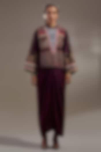 Jamuni Colored Crushed Silk Printed Jacket Set by ASEEM KAPOOR at Pernia's Pop Up Shop