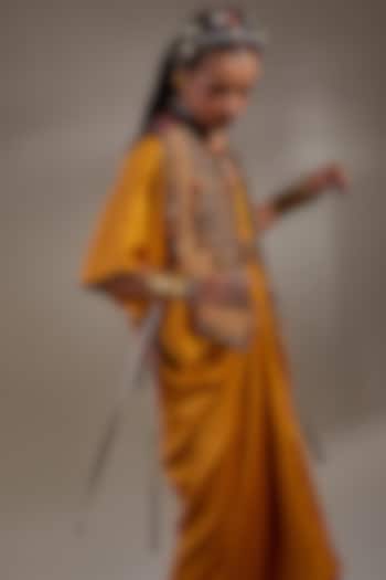 Multi-Colored Slub Satin Embroidered Gilet by ASEEM KAPOOR at Pernia's Pop Up Shop