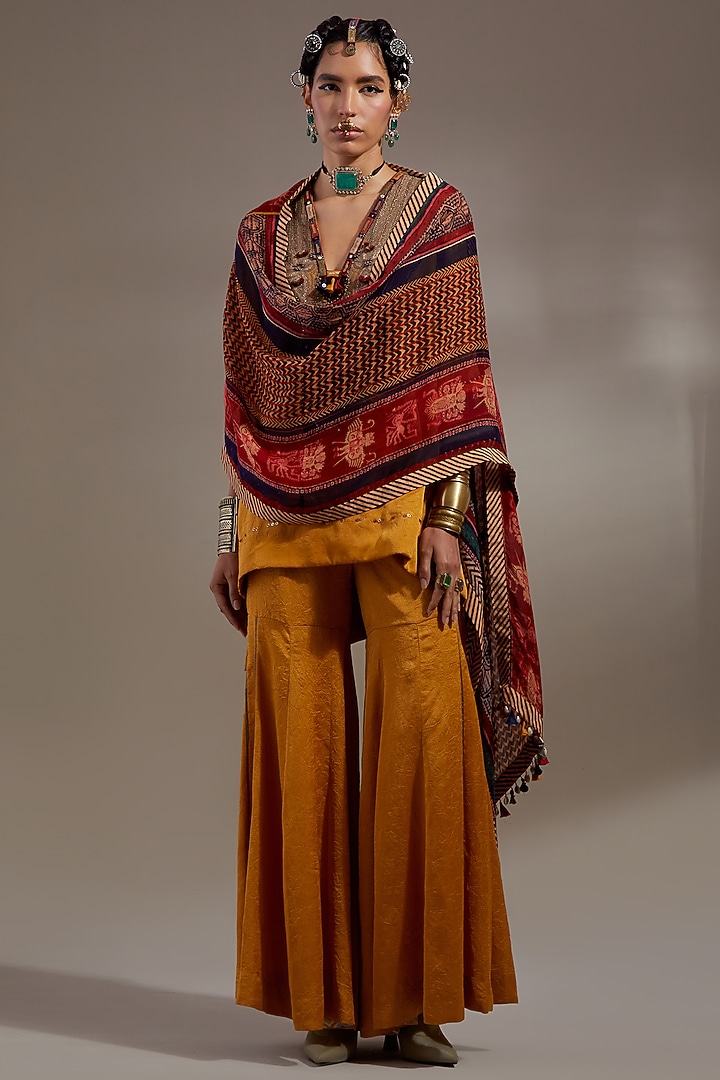 Multi-Colored Sheer Silk Printed Dupatta by ASEEM KAPOOR at Pernia's Pop Up Shop