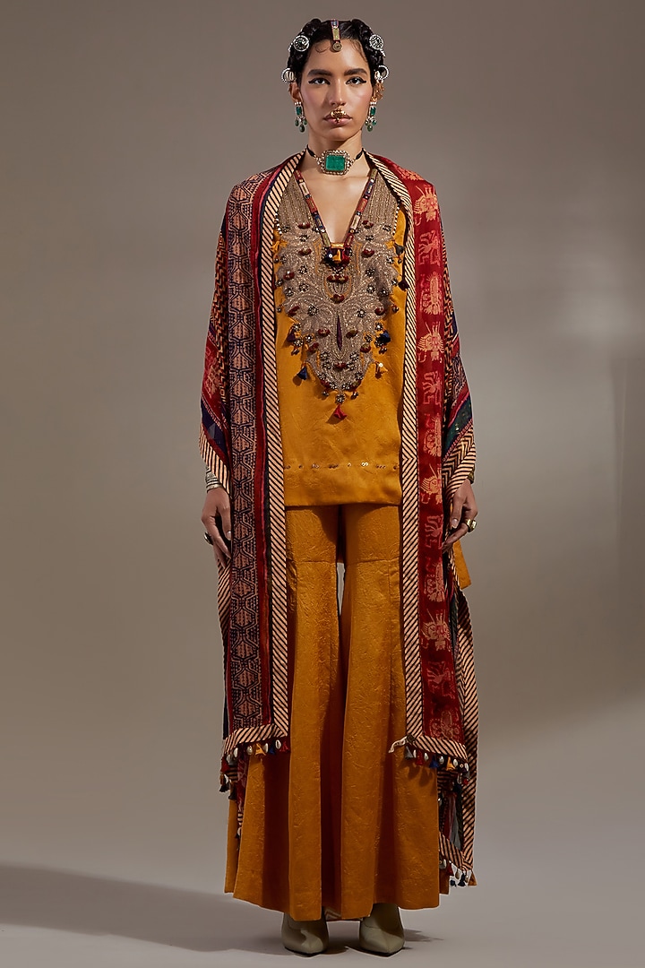 Multi-Colored Sheer Silk Printed Dupatta by ASEEM KAPOOR at Pernia's Pop Up Shop