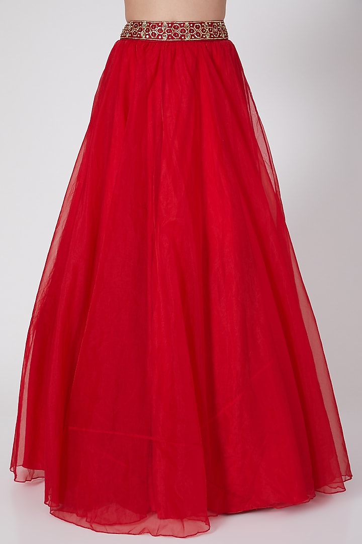 Red Embroidered Wedding Lehenga Set by ASAGA at Pernia's Pop Up Shop