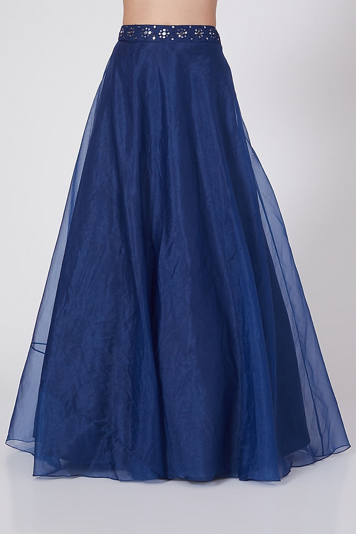 Navy Blue Embroidered Wedding Lehenga Set by ASAGA at Pernia's Pop Up Shop