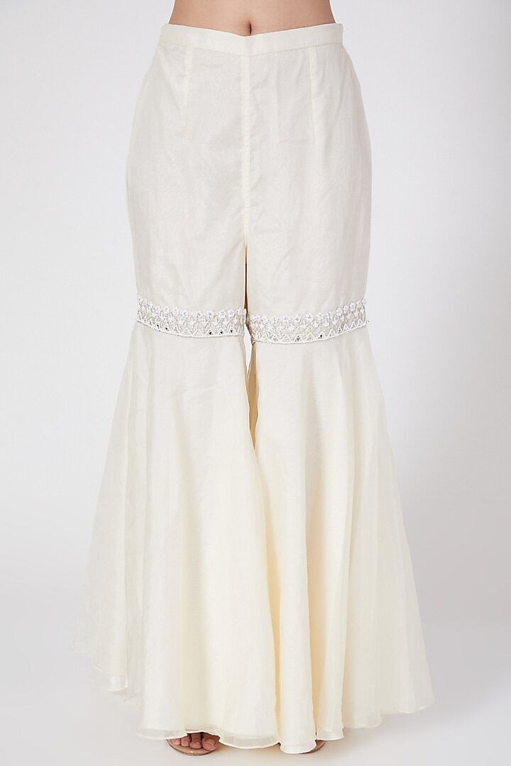 Ivory Embroidered Wedding Sharara Set by ASAGA at Pernia's Pop Up Shop
