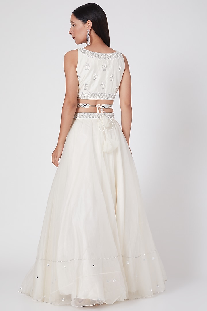 Ivory Embroidered Wedding Lehenga Set by ASAGA at Pernia's Pop Up Shop