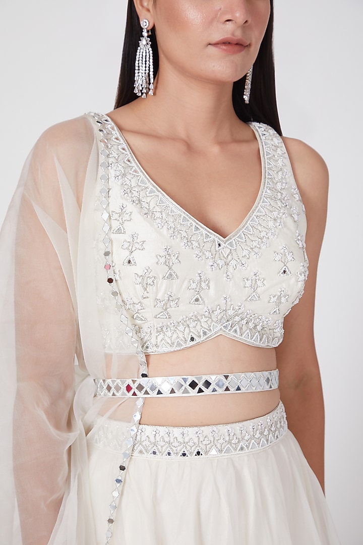 Ivory Embroidered Wedding Lehenga Set by ASAGA at Pernia's Pop Up Shop