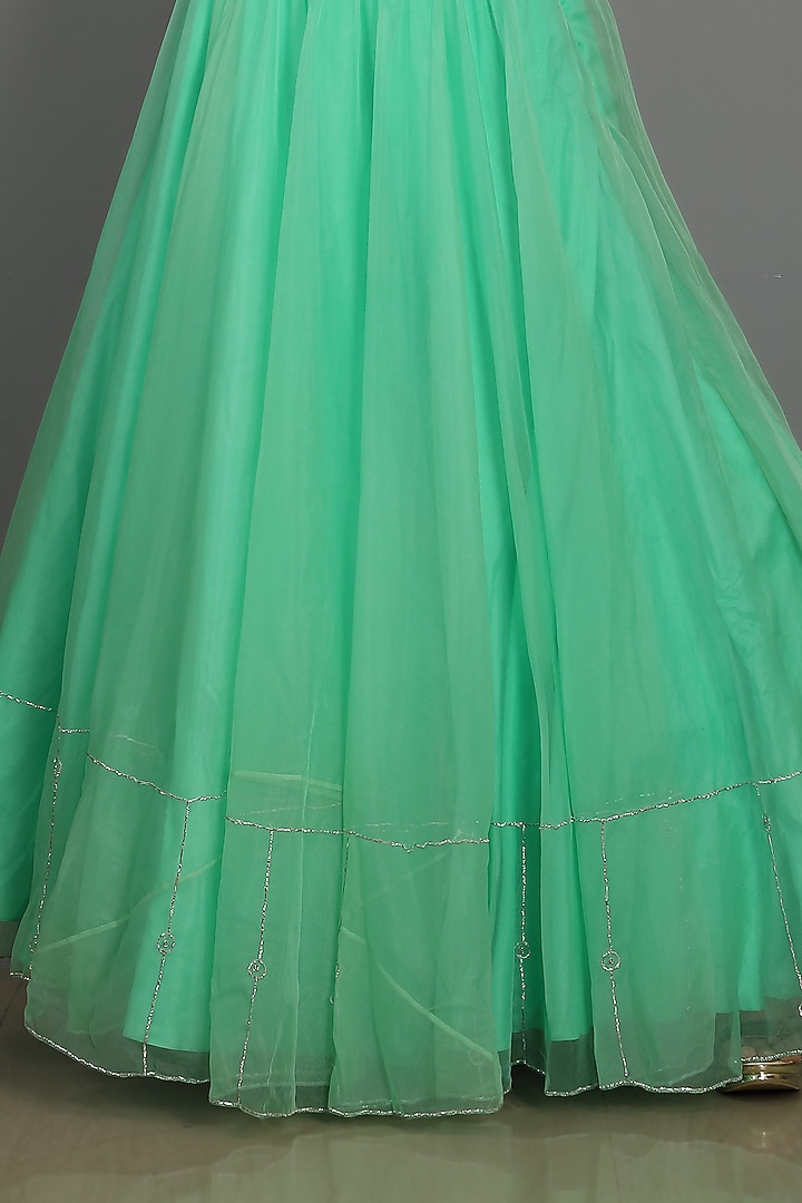 Mint Organza Wedding Lehenga Set by ASAGA at Pernia's Pop Up Shop
