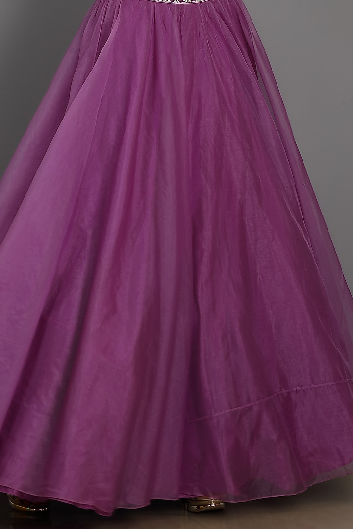 Lilac Organza Wedding Lehenga Set With Belt by ASAGA at Pernia's Pop Up Shop