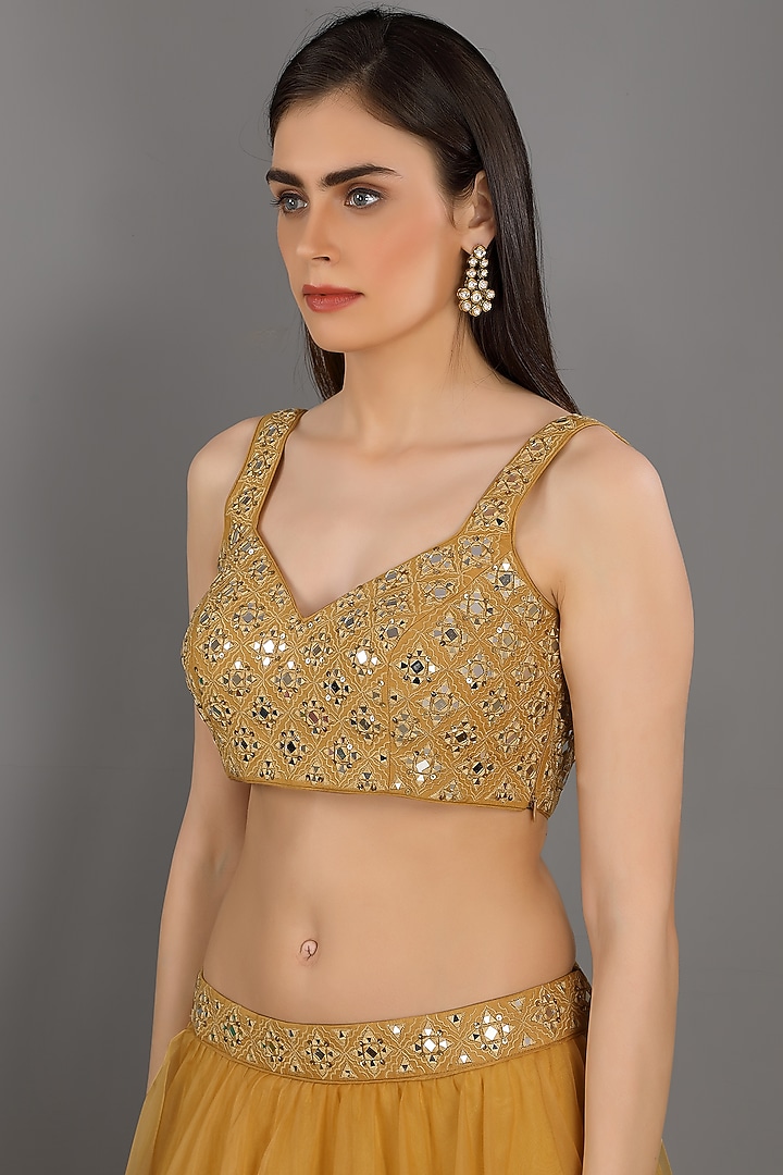Gold Organza Wedding Lehenga Set by ASAGA at Pernia's Pop Up Shop