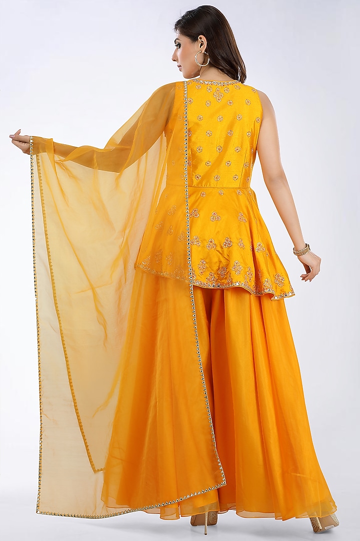 Orange Organza Wedding Sharara Set by ASAGA at Pernia's Pop Up Shop