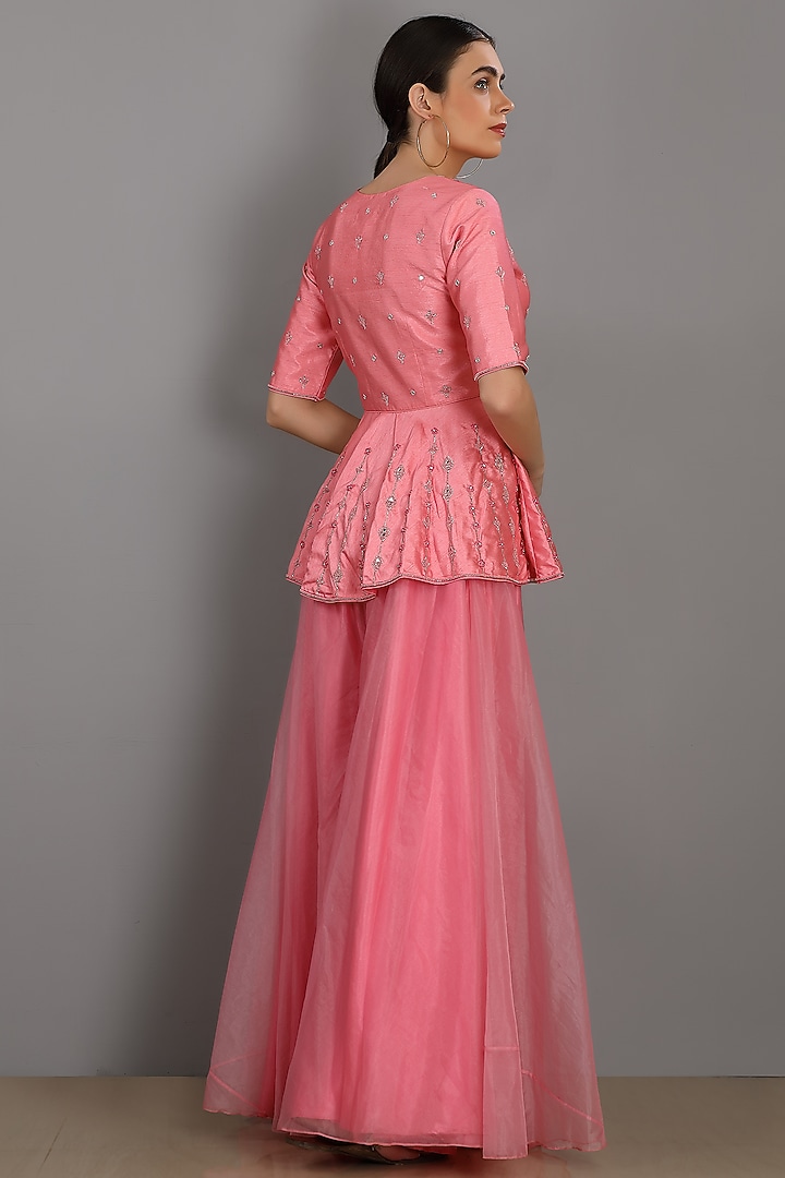 Candy Pink Organza Wedding Sharara Set by ASAGA at Pernia's Pop Up Shop