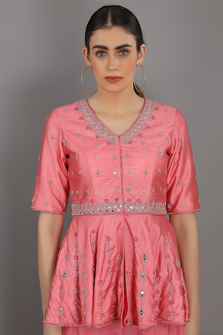 Candy Pink Organza Wedding Sharara Set by ASAGA at Pernia's Pop Up Shop