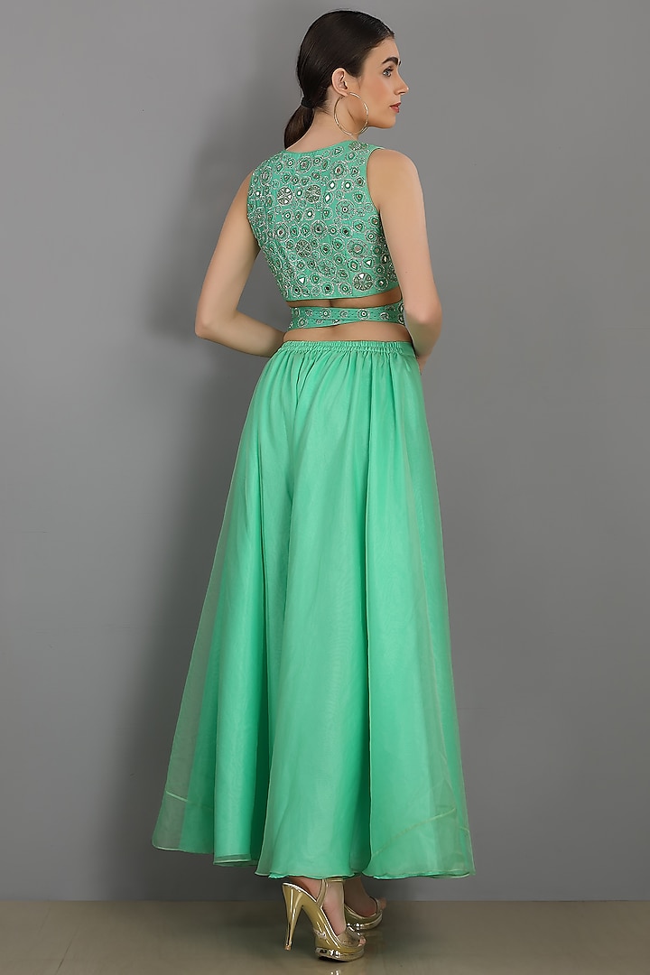 Mint Organza Wedding Sharara Set by ASAGA at Pernia's Pop Up Shop