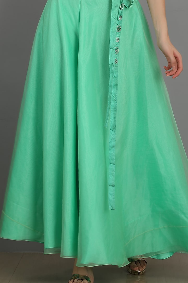 Mint Organza Wedding Sharara Set by ASAGA at Pernia's Pop Up Shop