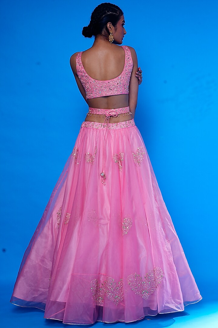 Baby Pink Embroidered Wedding Lehenga Set by ASAGA at Pernia's Pop Up Shop