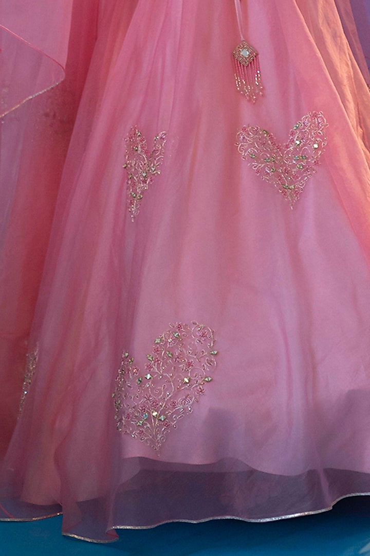 Baby Pink Embroidered Wedding Lehenga Set by ASAGA at Pernia's Pop Up Shop
